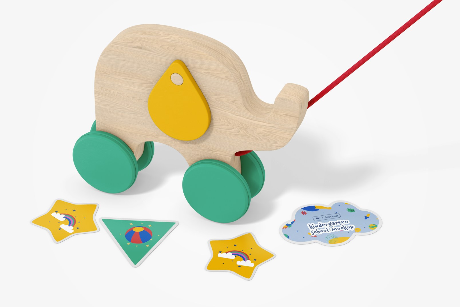 Kids Stickers Set Mockup, with Toy