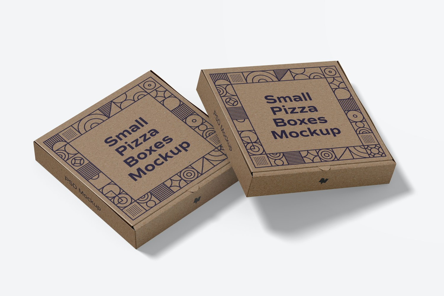 Small Pizza Boxes Mockup, Closed Small Pizza Boxes Mockup, Closed