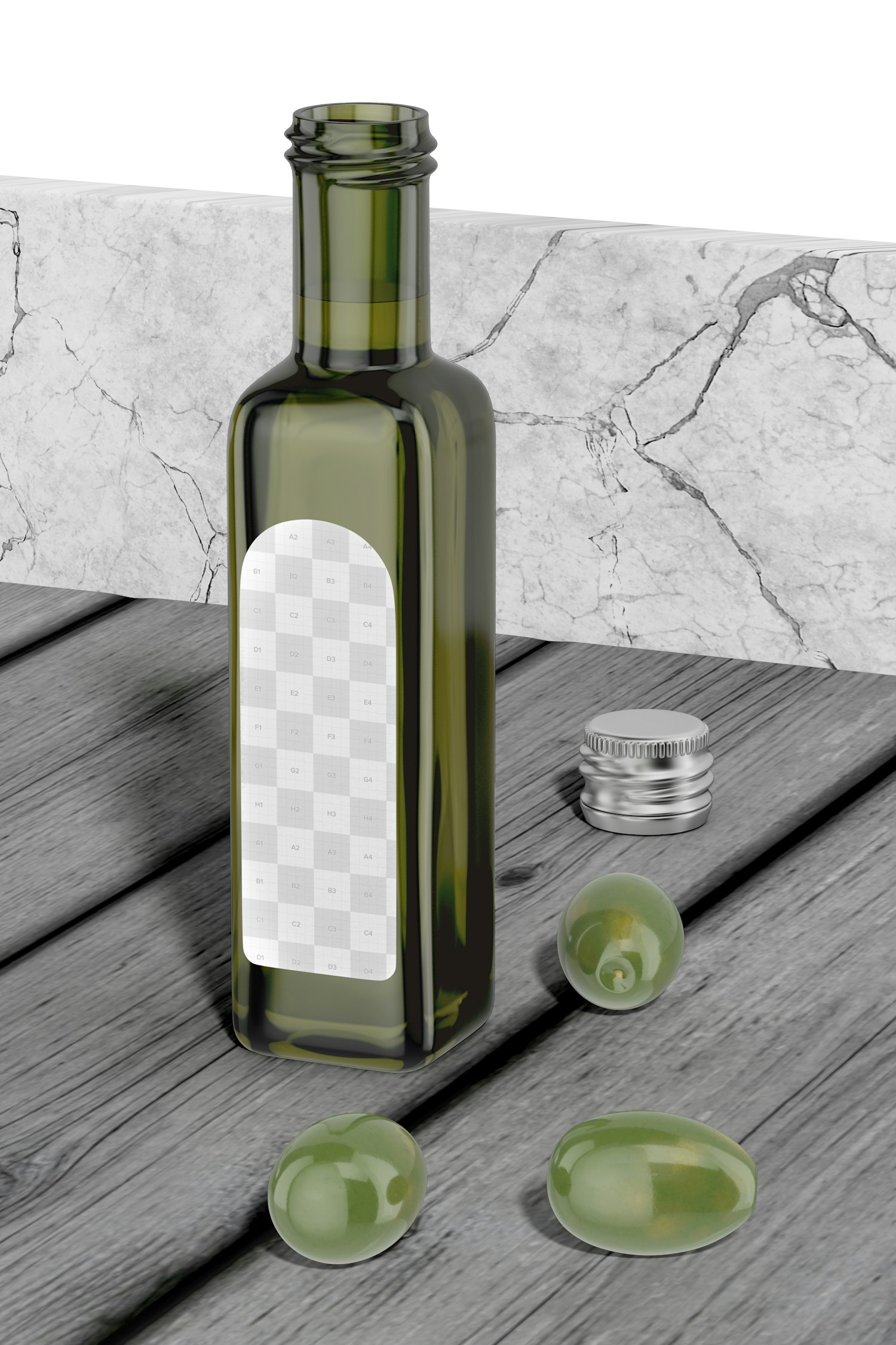 40 ml Olive Oil Bottle Mockup, Opened