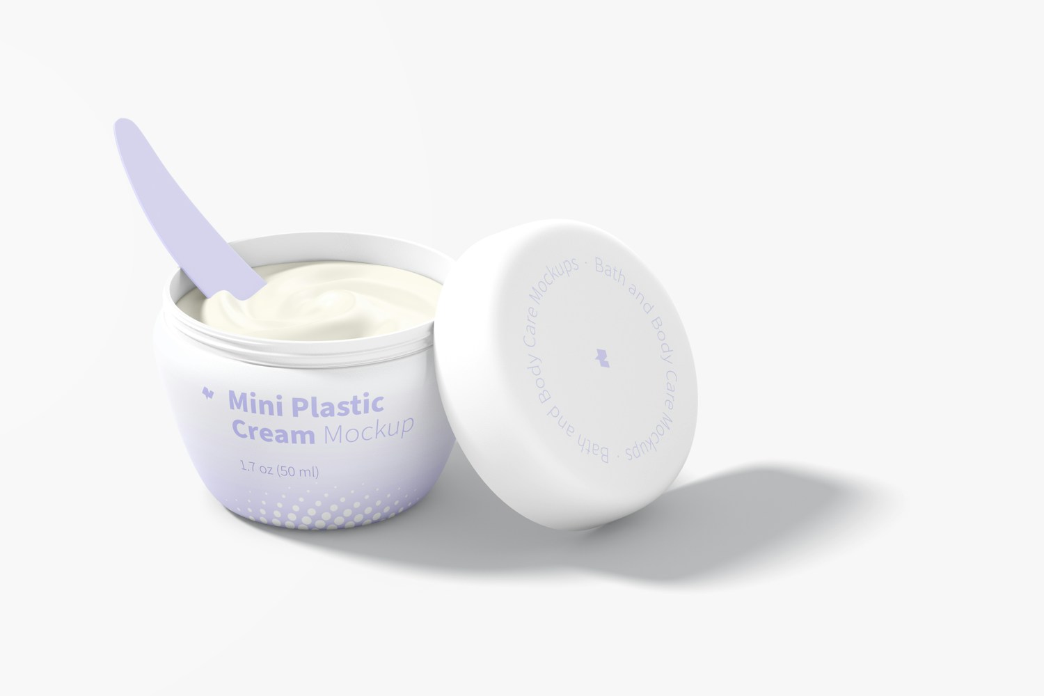 Maqueta de Mini Envase Plástico para Crema con Tapa, Abierto
