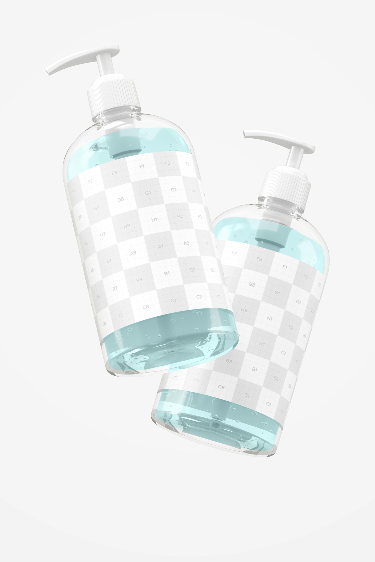 16 oz Sanitizing Gel Bottles Mockup, Floating