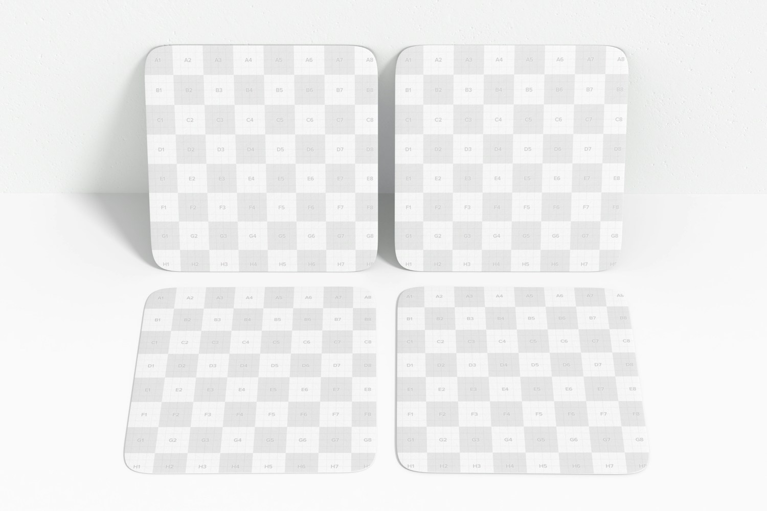 Square Paper Coasters with Mug Mockup