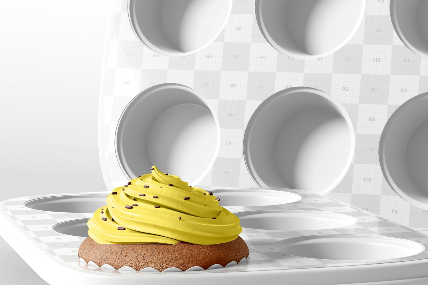 Muffin Pans Mockup, Close Up Muffin Pans Mockup, Close Up