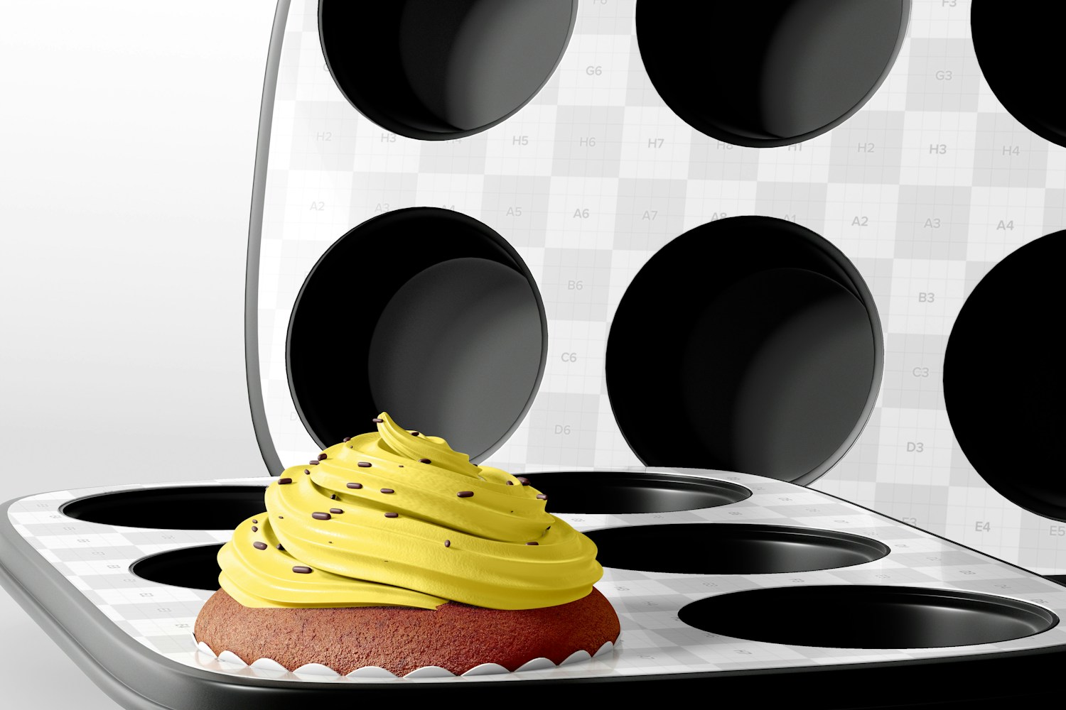 Muffin Pans Mockup, Close Up Muffin Pans Mockup, Close Up