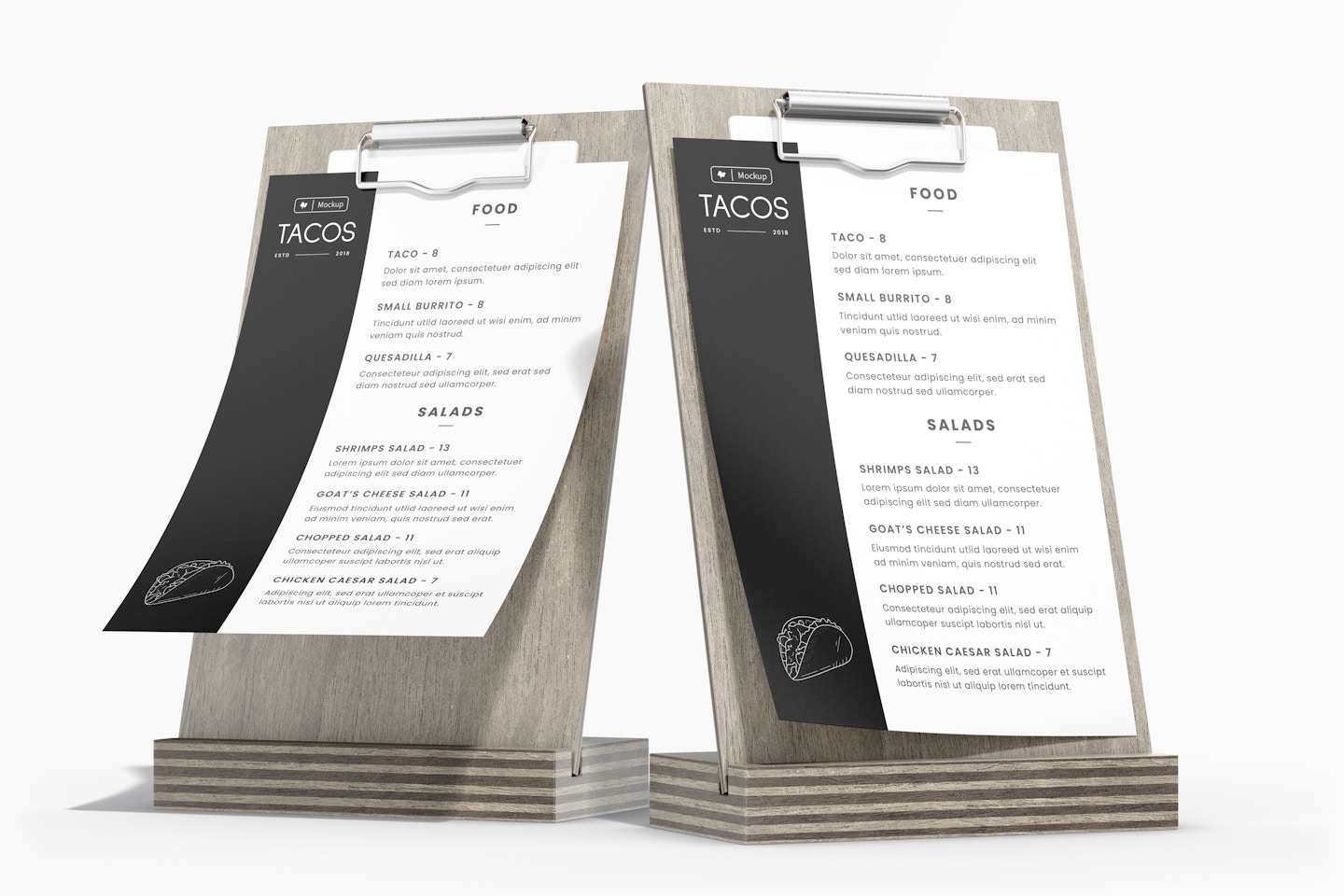 Table Menu Stands with Clip Mockup
