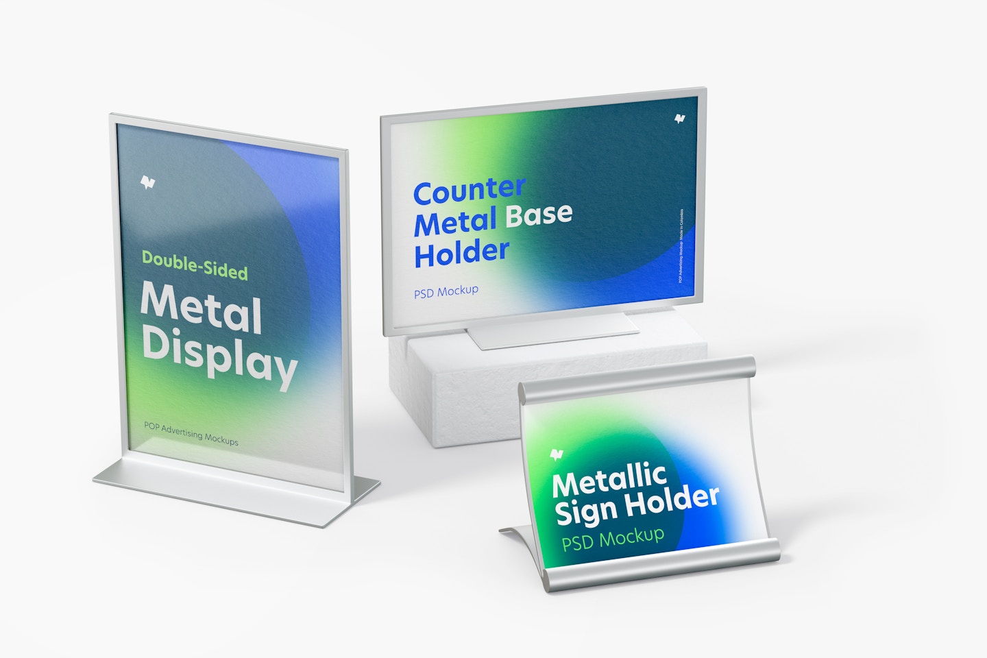 Metal Desktop Sign Holder Scene Mockup
