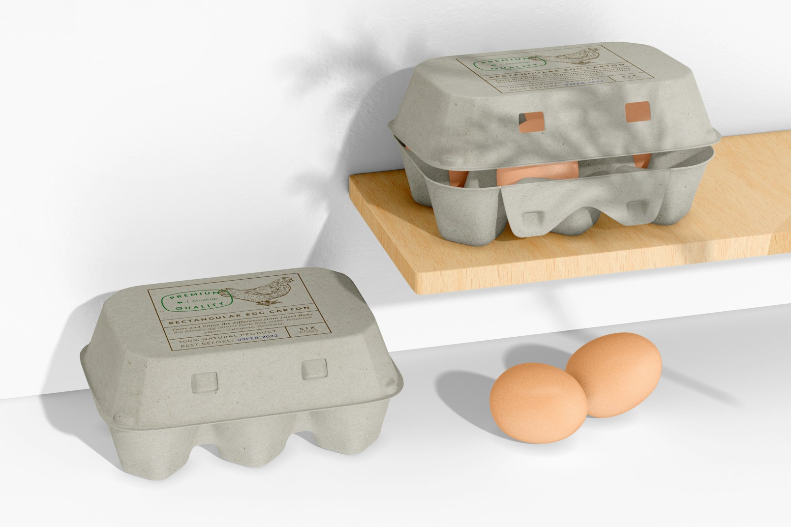 Rectangular Egg Cartons for 6 Mockup, Left View