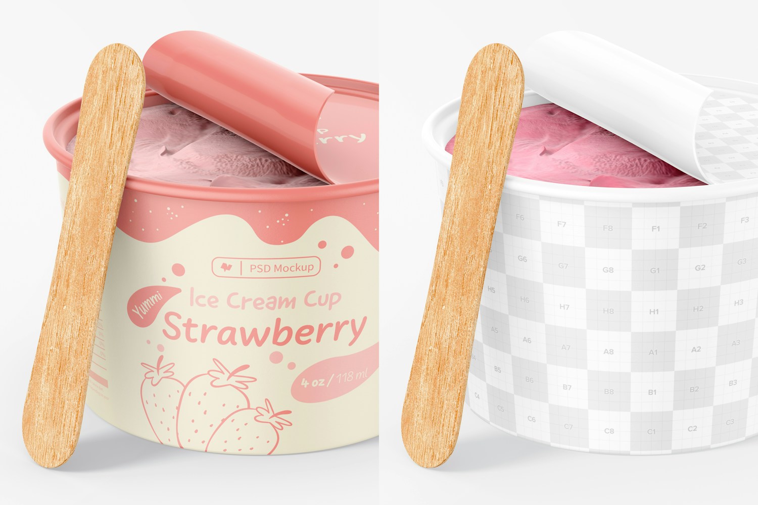 4 oz Cardboard Ice Cream Cup Mockup, Close Up 4 oz Cardboard Ice Cream Cup Mockup, Close Up