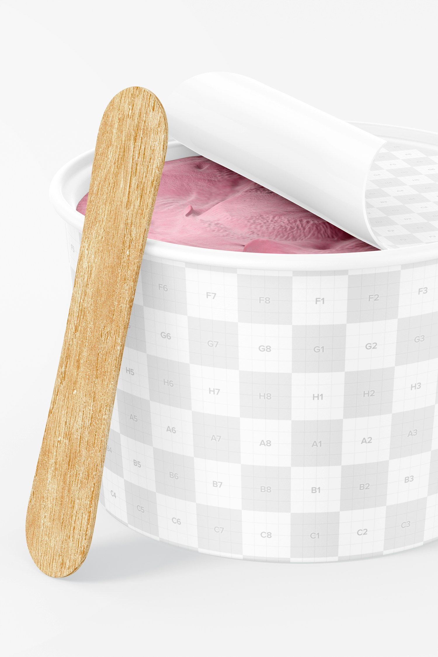 4 oz Cardboard Ice Cream Cup Mockup, Close Up