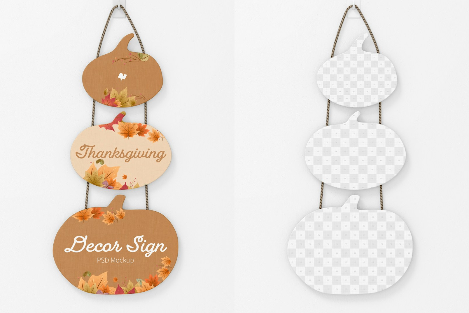 Thanksgiving Wall Decor Sign Mockup, Front View