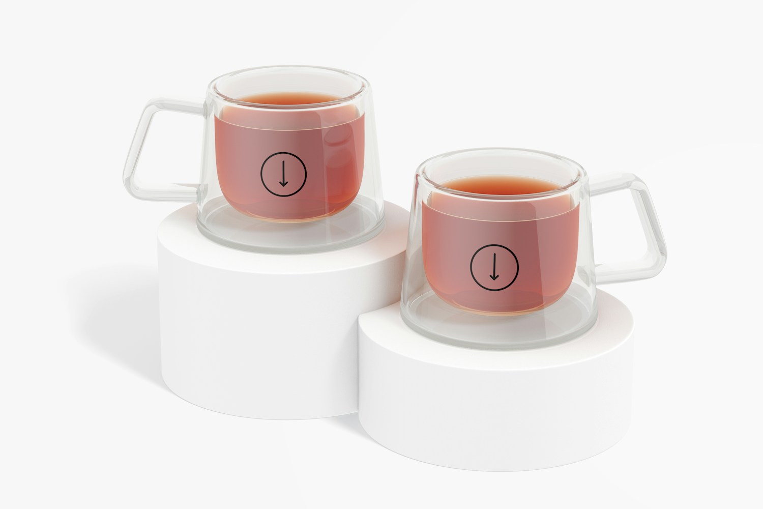 Tea Cups Mockup, on Podiums
