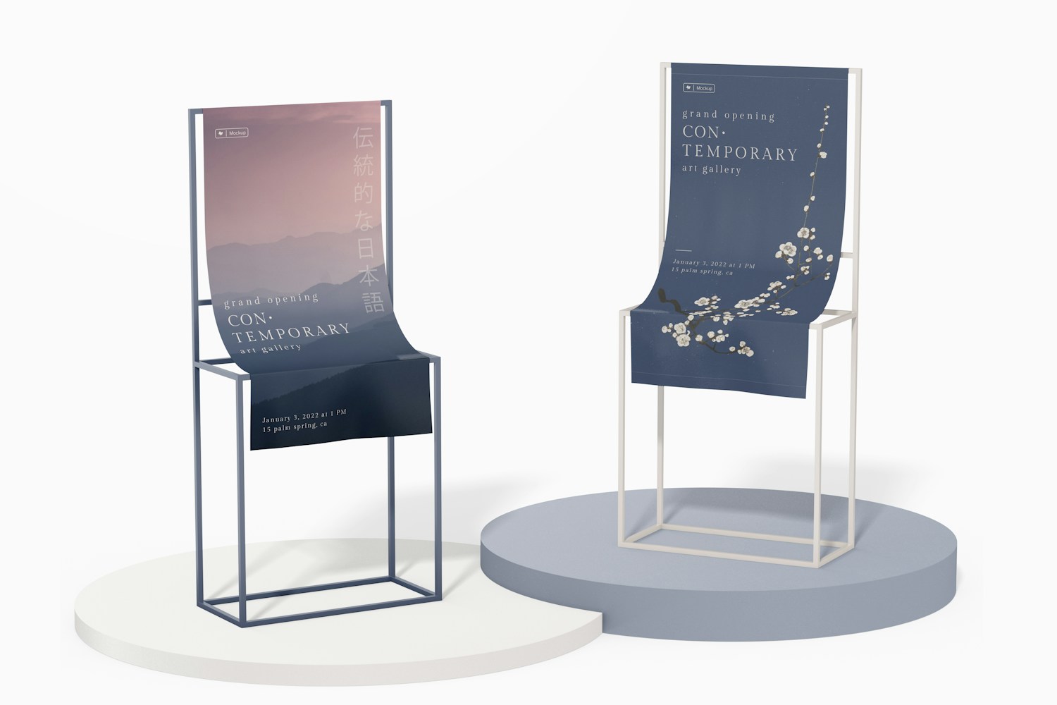 Small Exhibition Poster Stands Mockup
