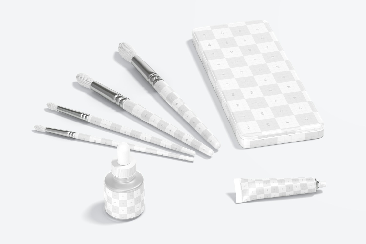 Paint Set Scene Mockup, Top View Paint Set Scene Mockup, Top View