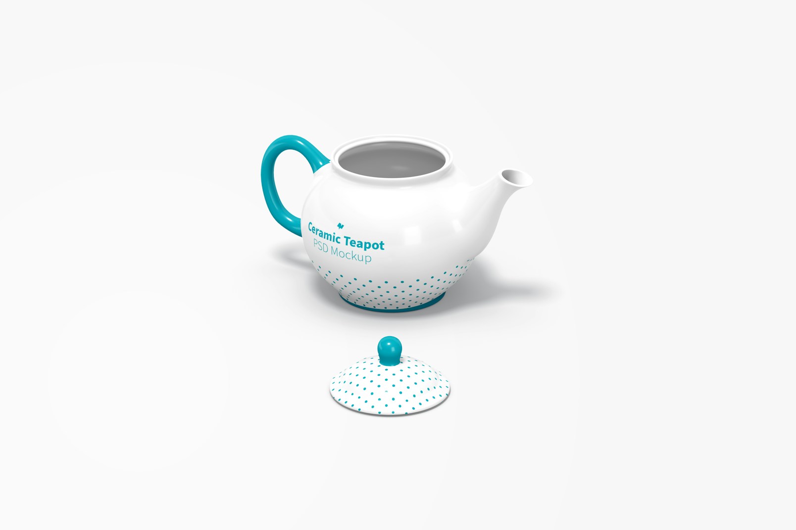 Ceramic Teapot Mockup, Opened