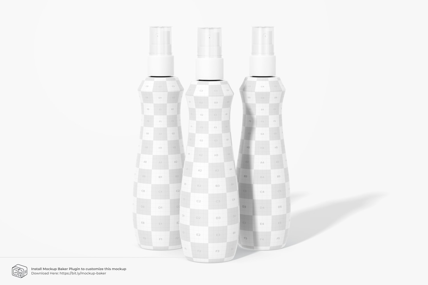 8 oz Spray Bottles Mockup, Perspective View