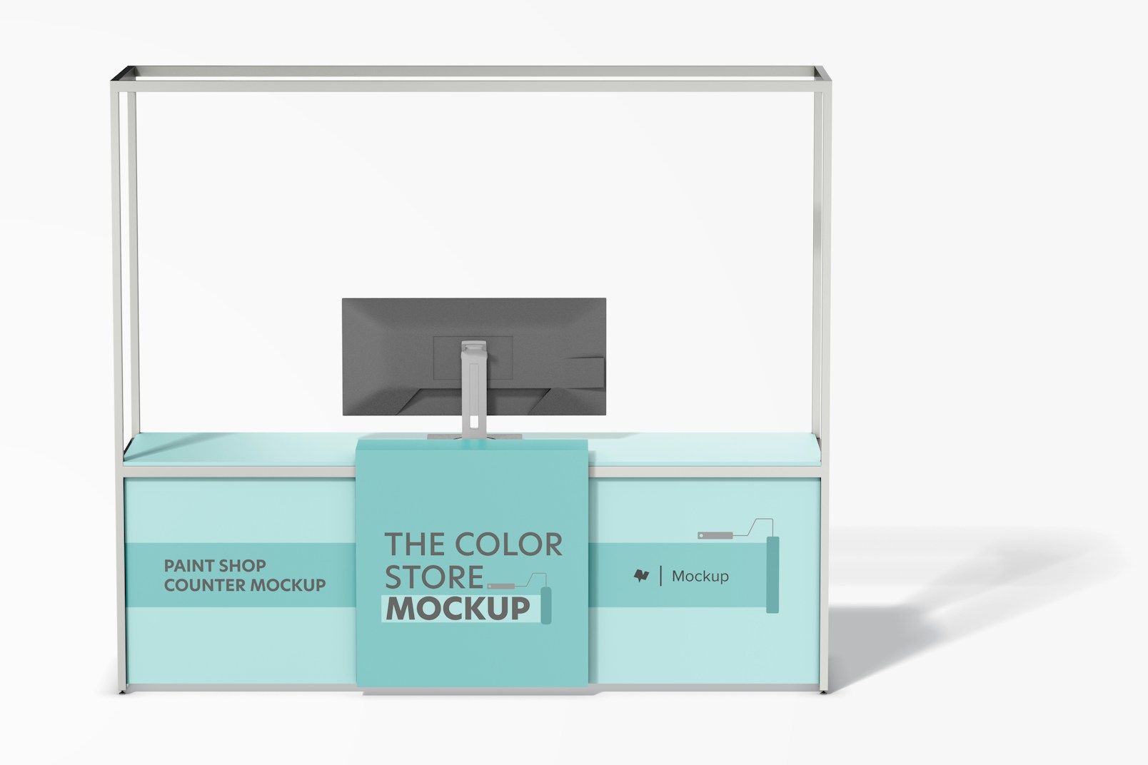 Paint Shop Counter Mockup, Front View