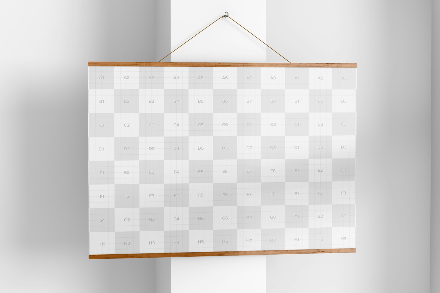 A1 Wooden Fram Poster Hanger Mockup, Perspective