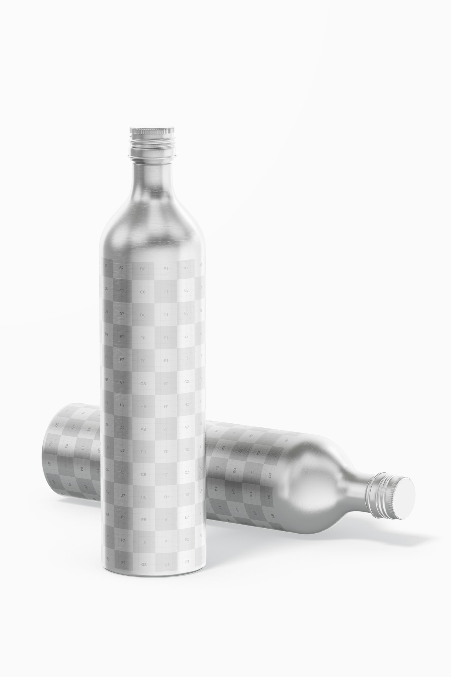 Aluminium Wine Bottle Mockup, Standing and Dropped