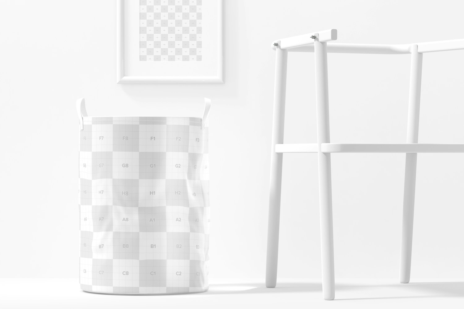 Baby Laundry Hamper Mockup, Front View