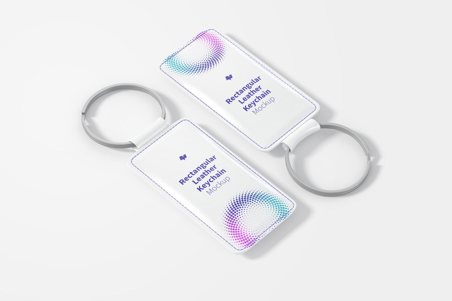 Rectangular Leather Keychains Mockup, Perspective