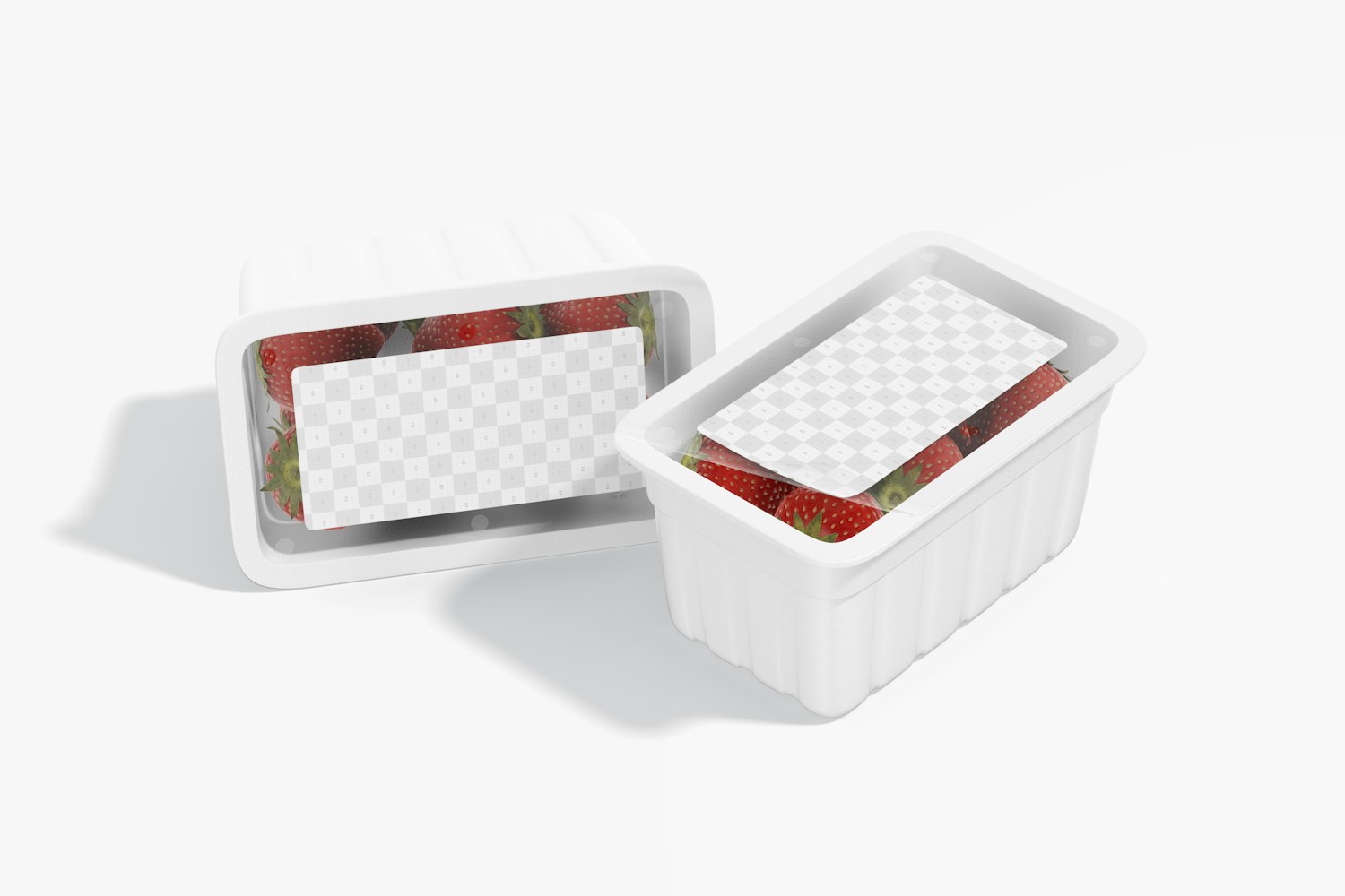 Rectangular Fruit Packaging Mockup, Standing and Dropped