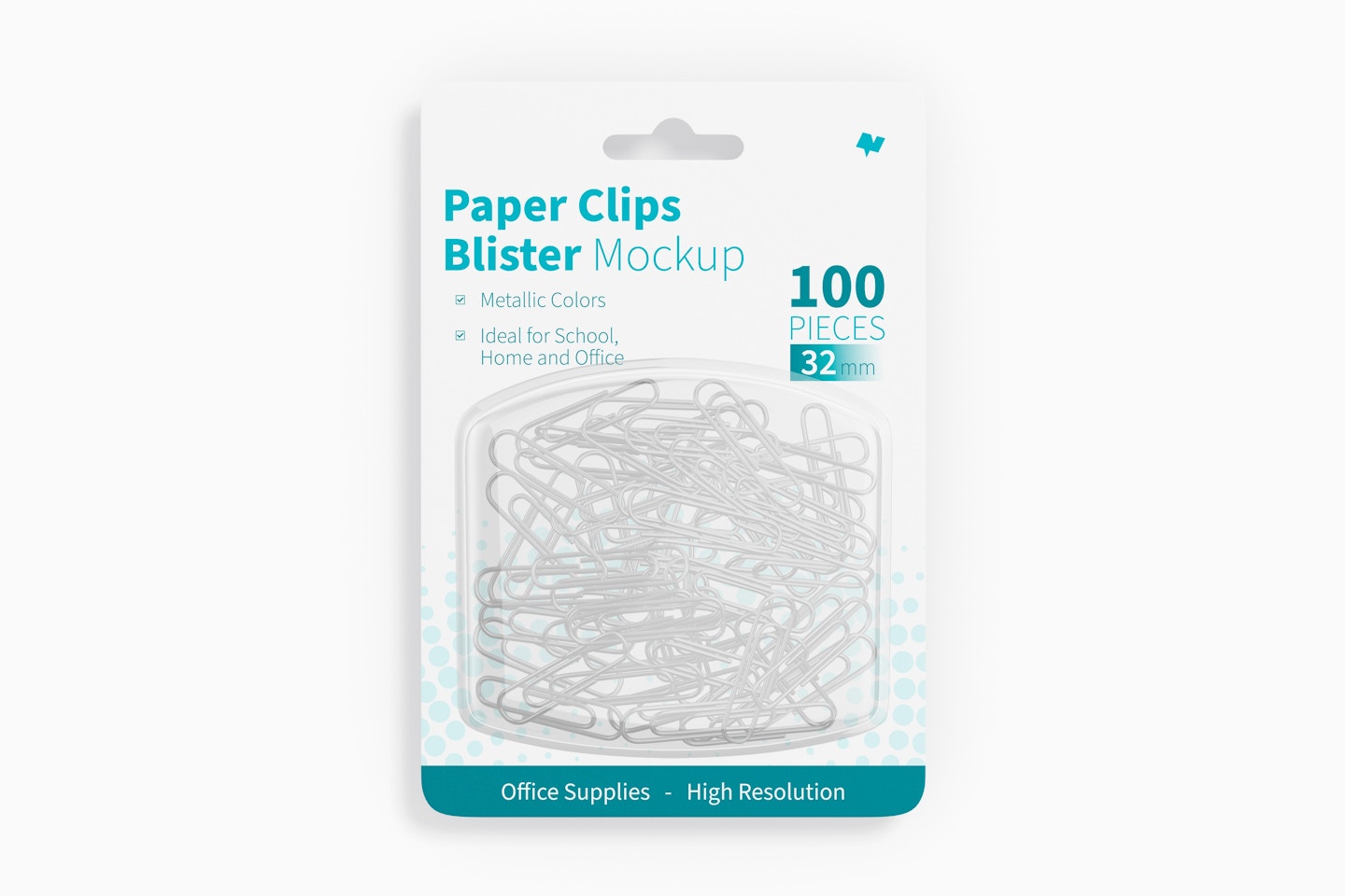 Paper Clips Blister Mockup, Top View