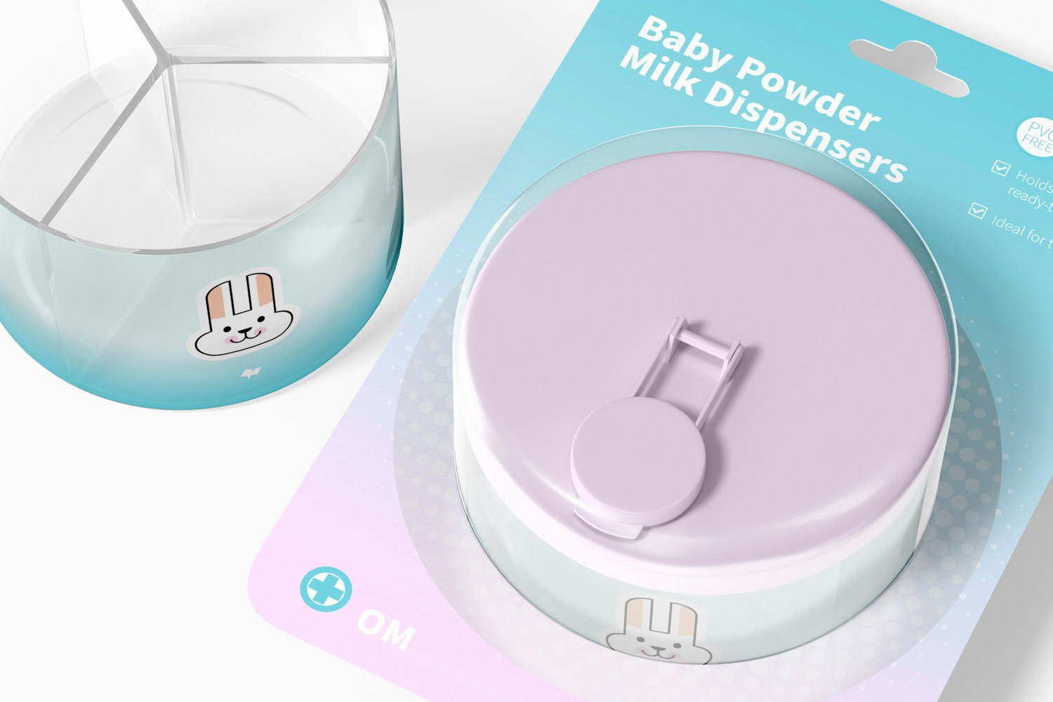 Baby Powder Milk Dispenser Blister Mockup, Close Up Baby Powder Milk Dispenser Blister Mockup, Close Up