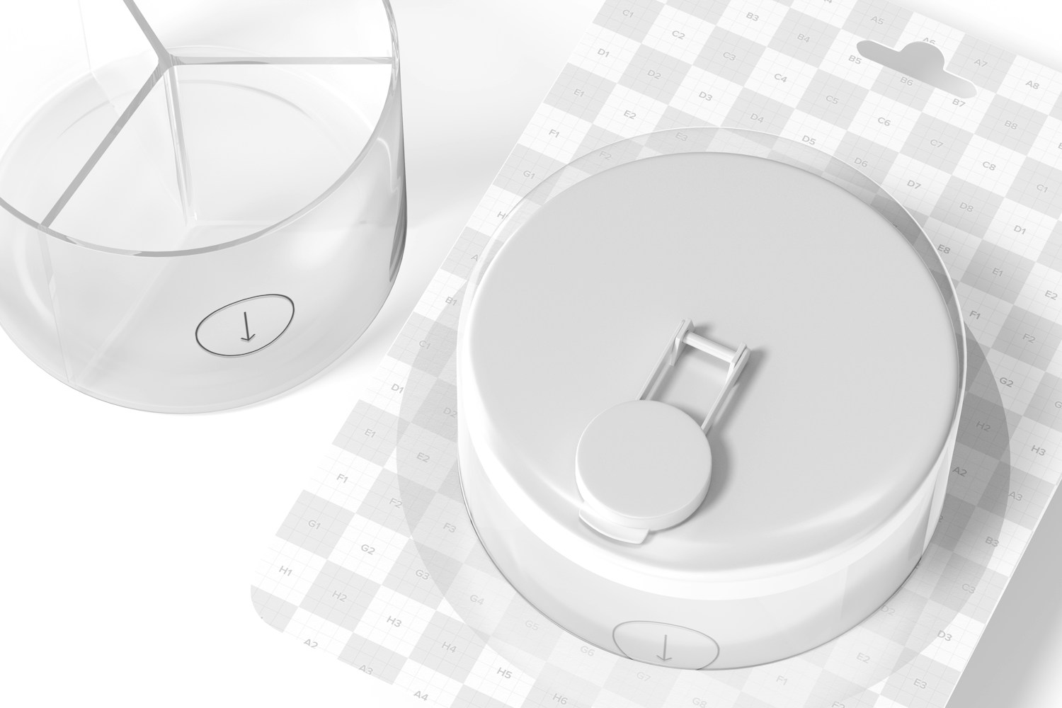Baby Powder Milk Dispenser Blister Mockup, Close Up Baby Powder Milk Dispenser Blister Mockup, Close Up