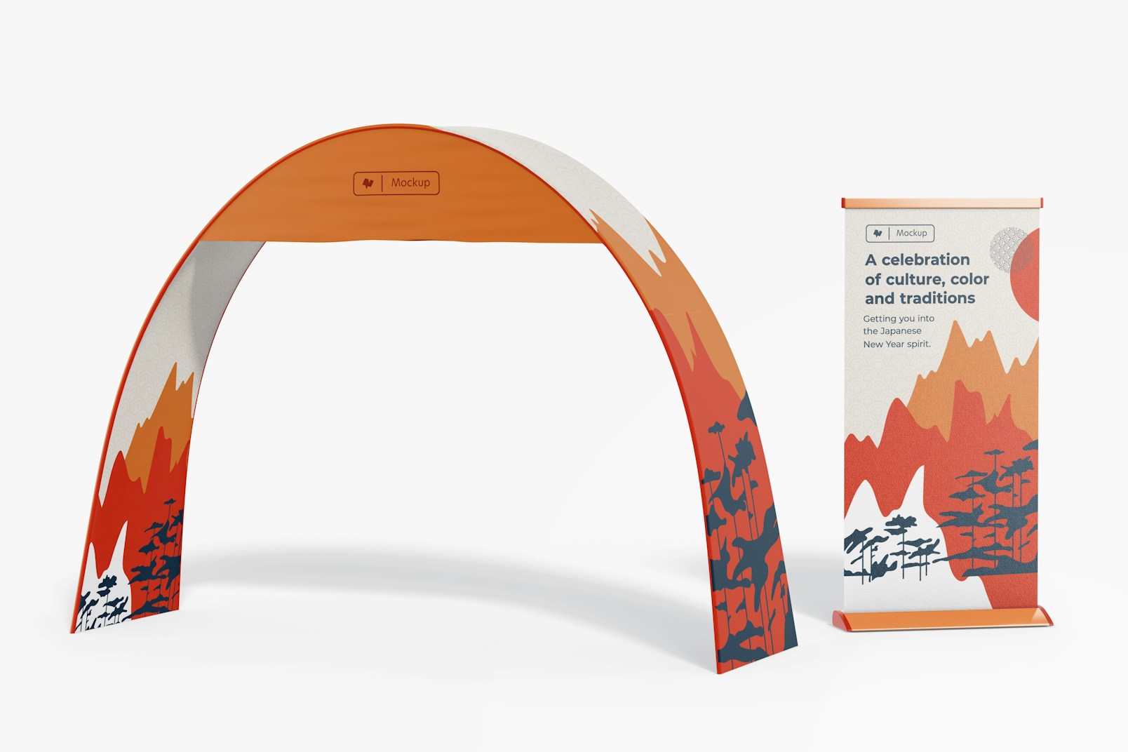Advertising Event Arch with Banner Mockup