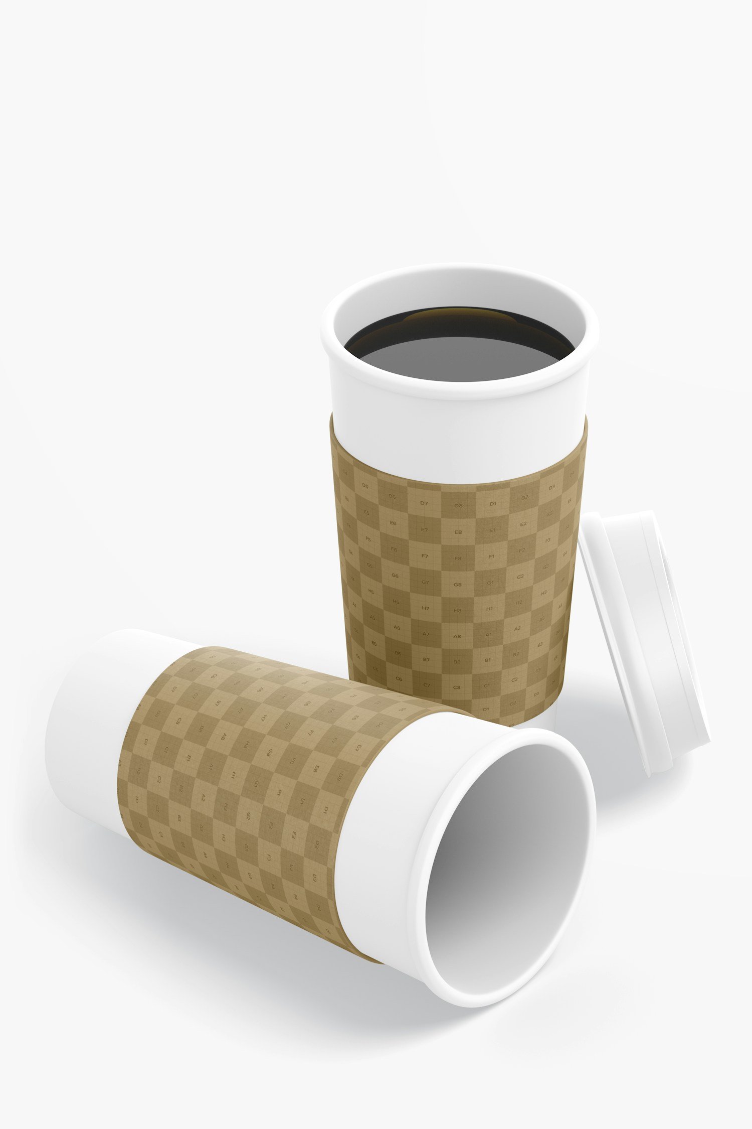 16 oz Paper Cup Mockup, Standing and Dropped