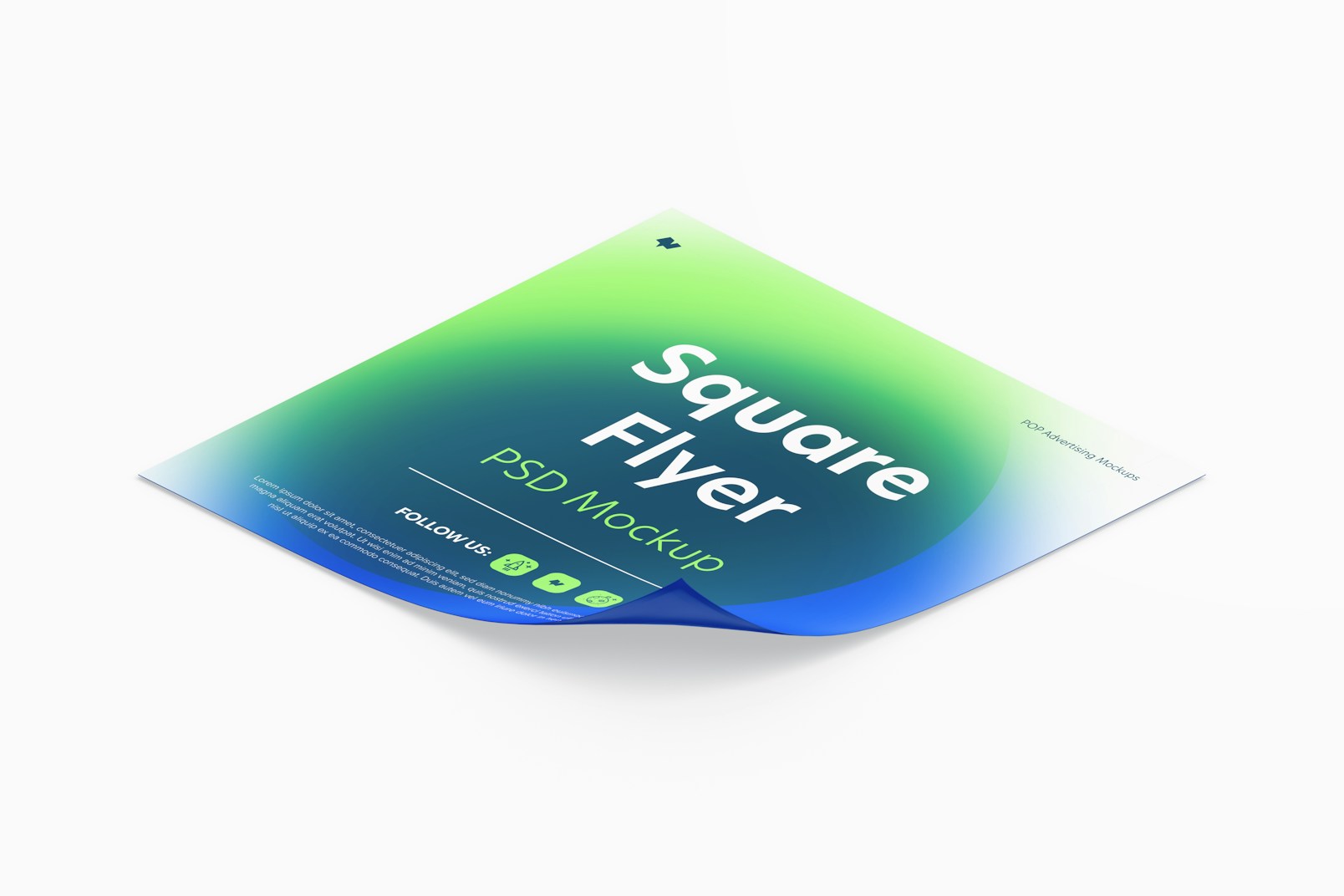 Square Flyer Mockup, Isometric Left View