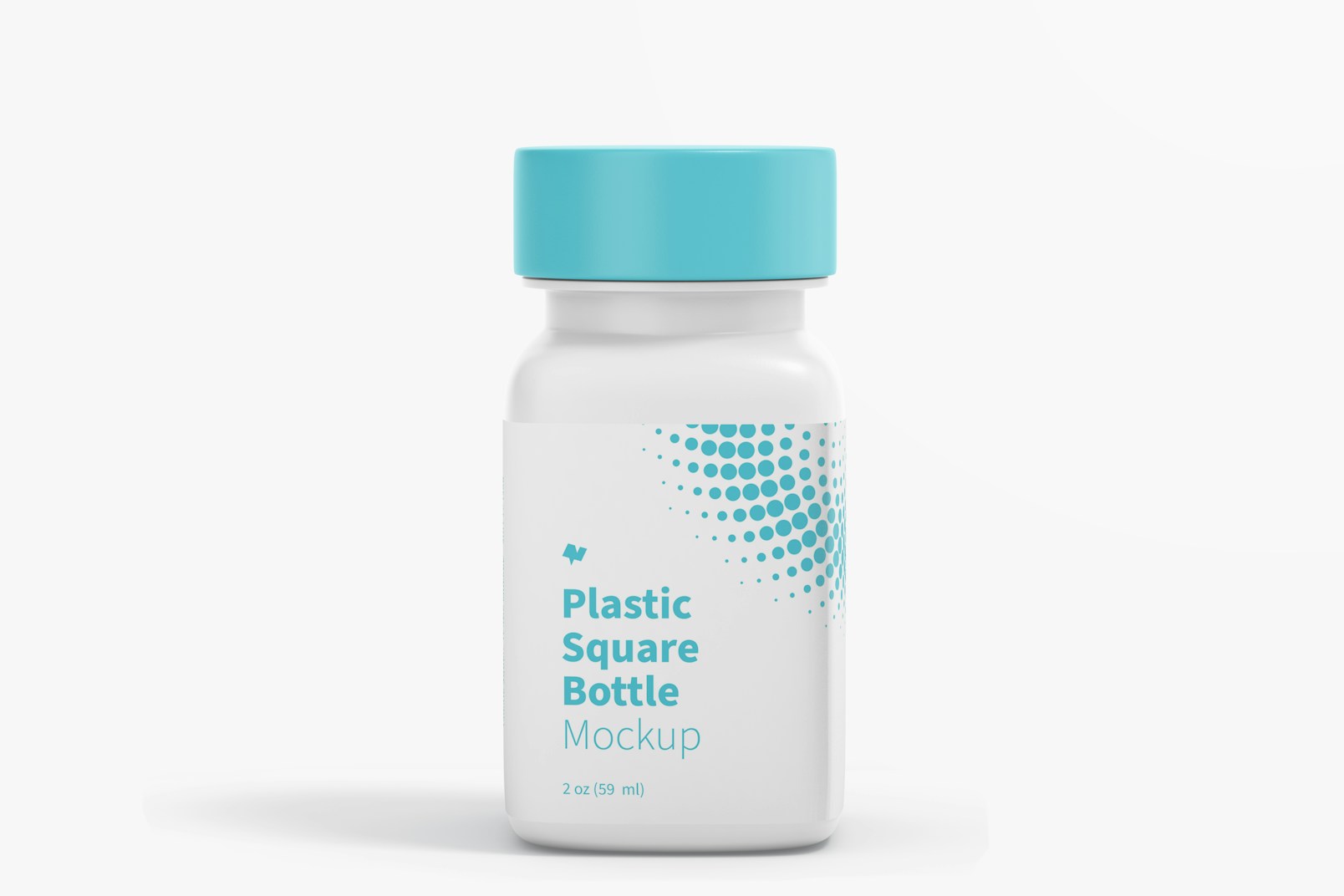 2 oz Plastic Square Bottle Mockup, Front View
