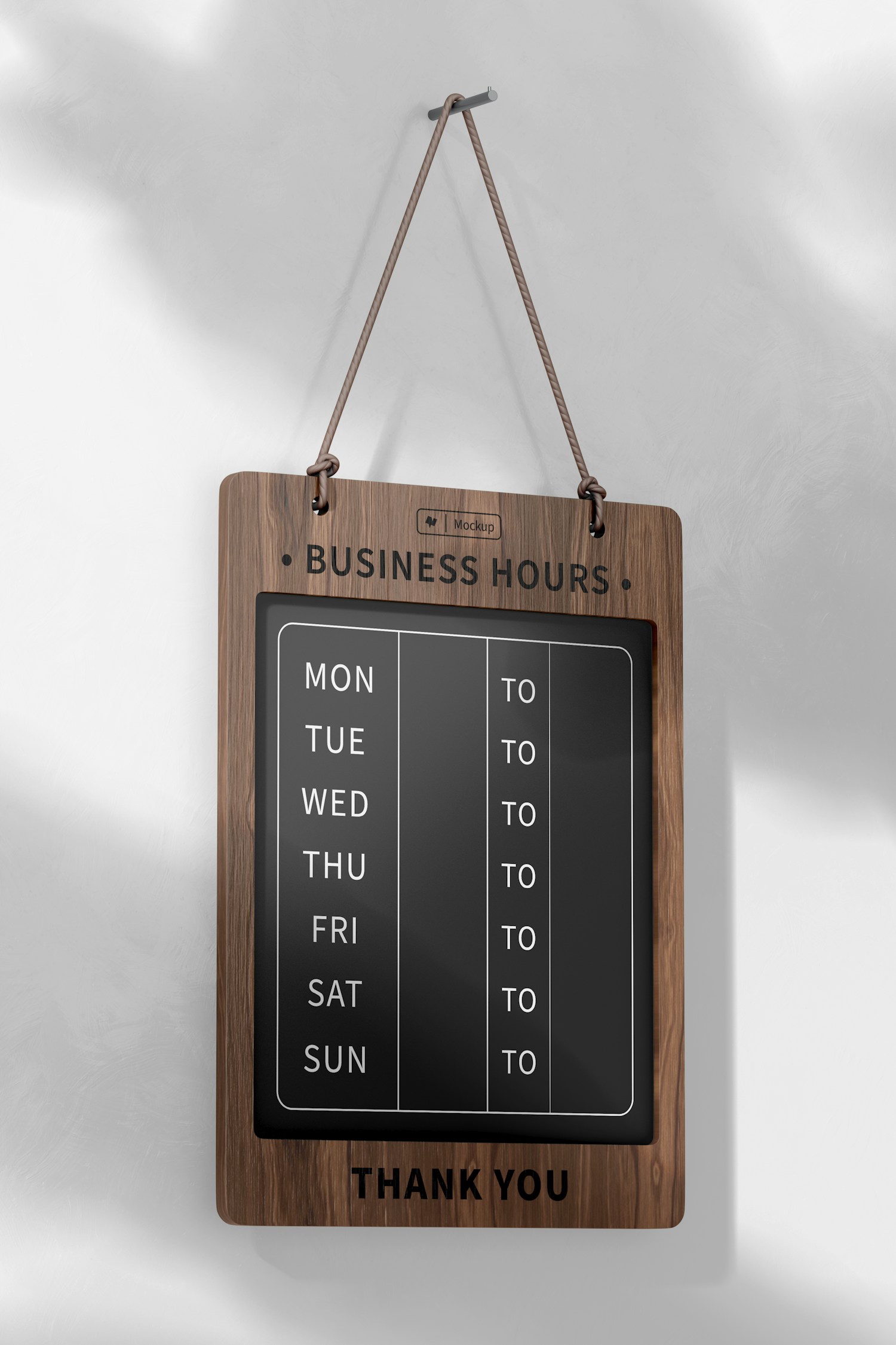 Business Hours Board Mockup, Left View