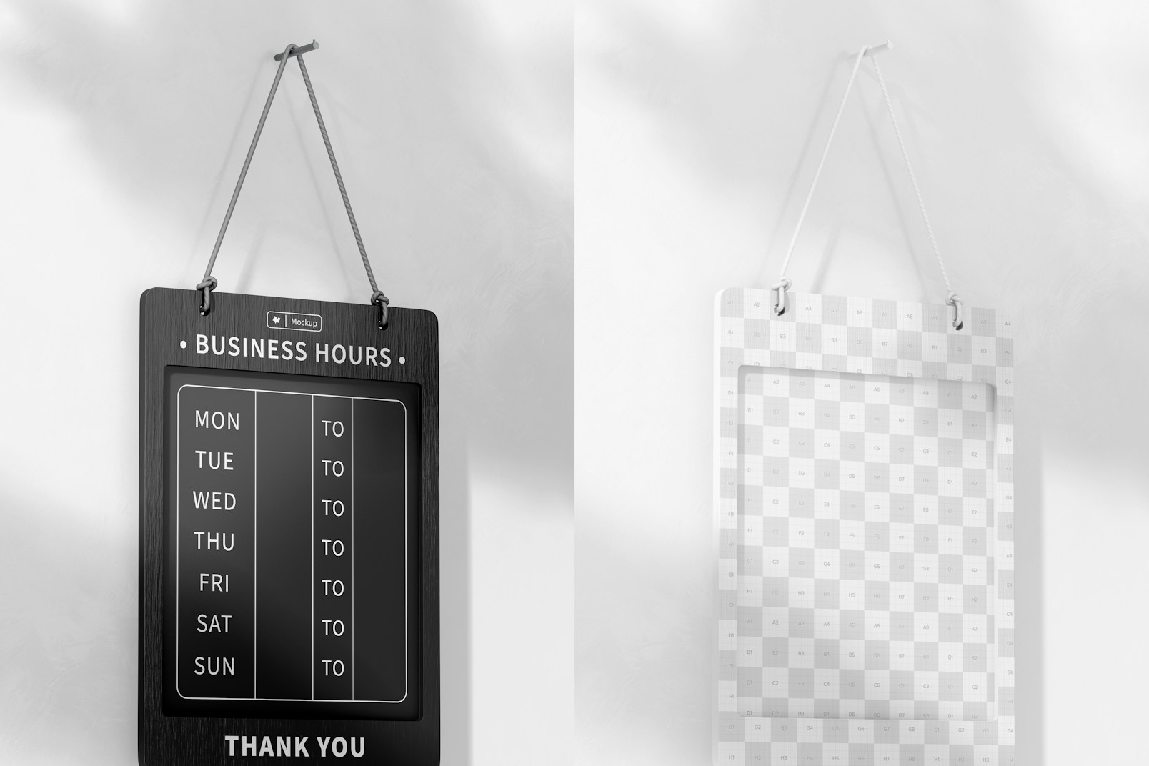Business Hours Board Mockup, Left View