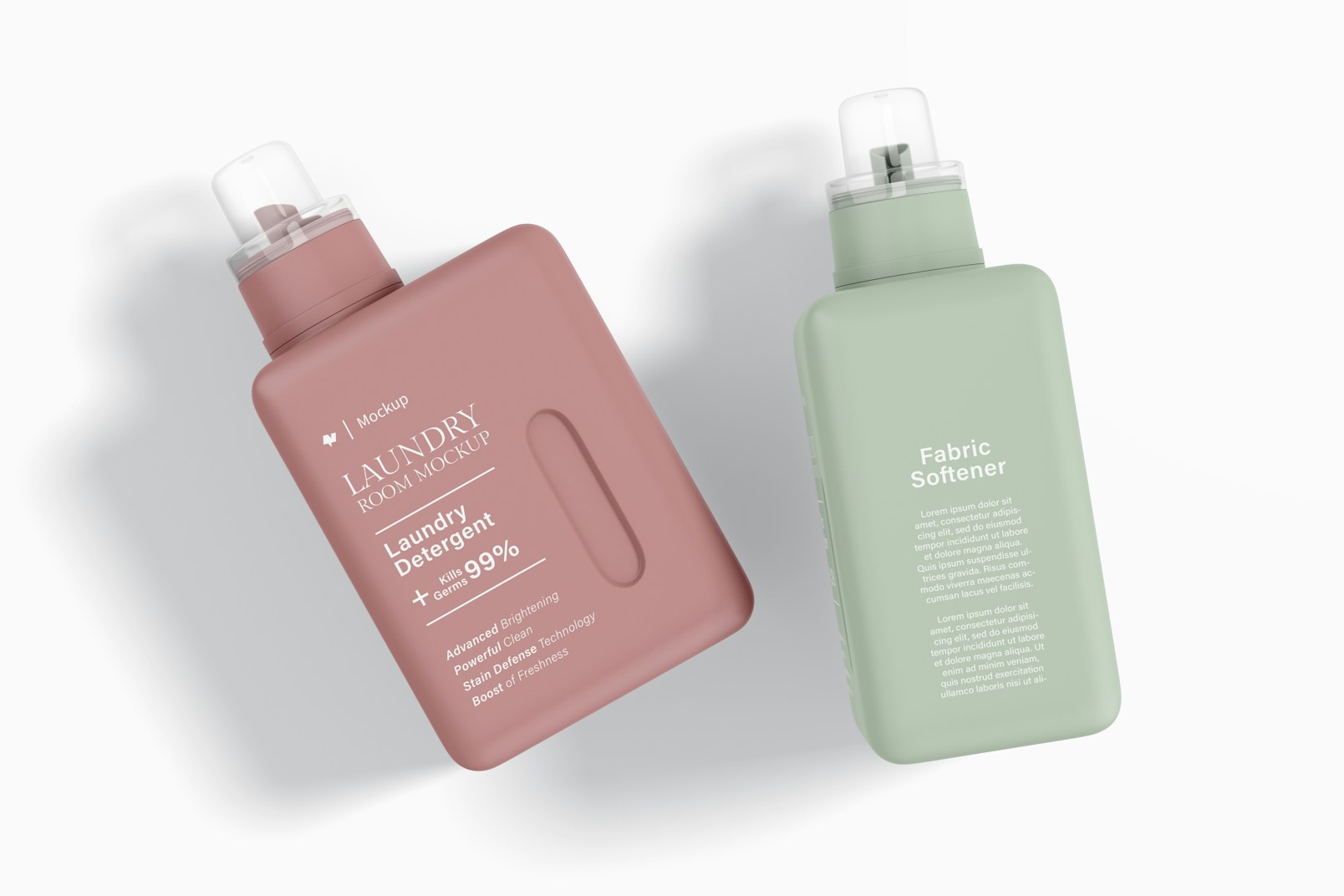 Square Laundry Bottles Mockup, Top View