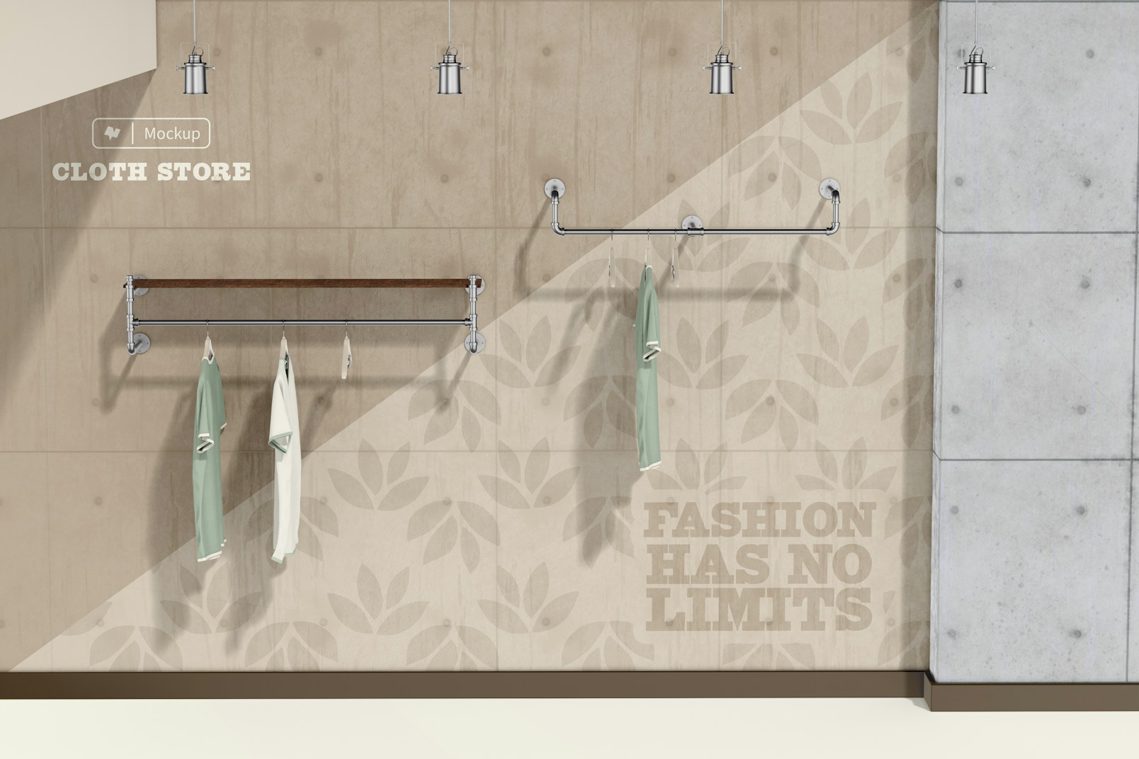 Industrial Cloth Store Mockup, Front View