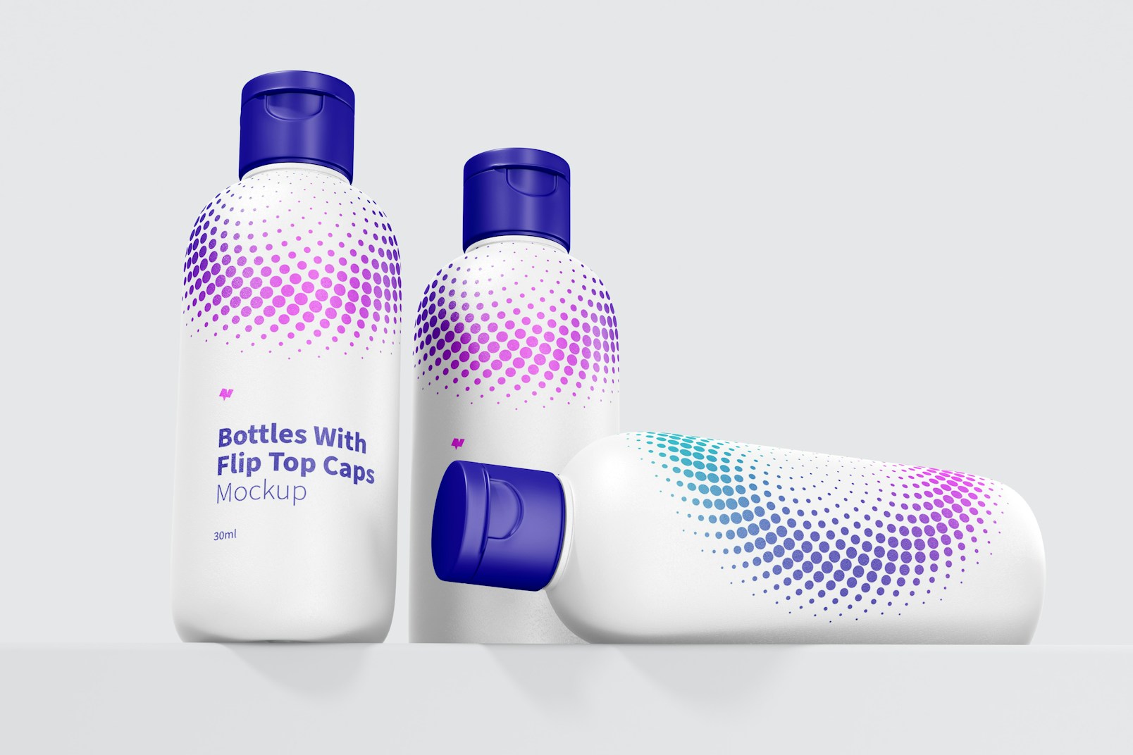 30ml Bottle With Flip Top Cap Mockup, Low Angle View