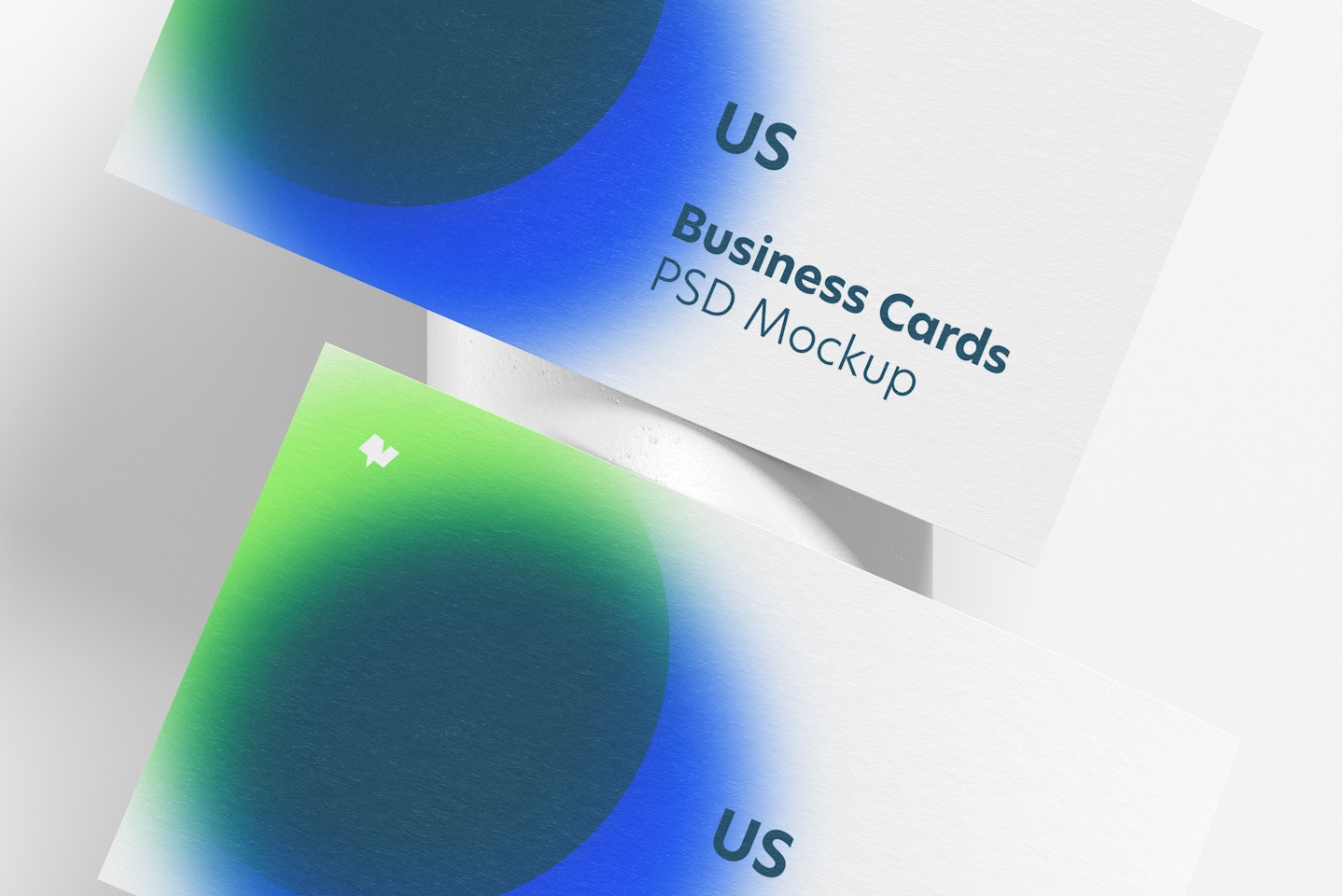 US Landscape Business Cards Mockup, Top View
