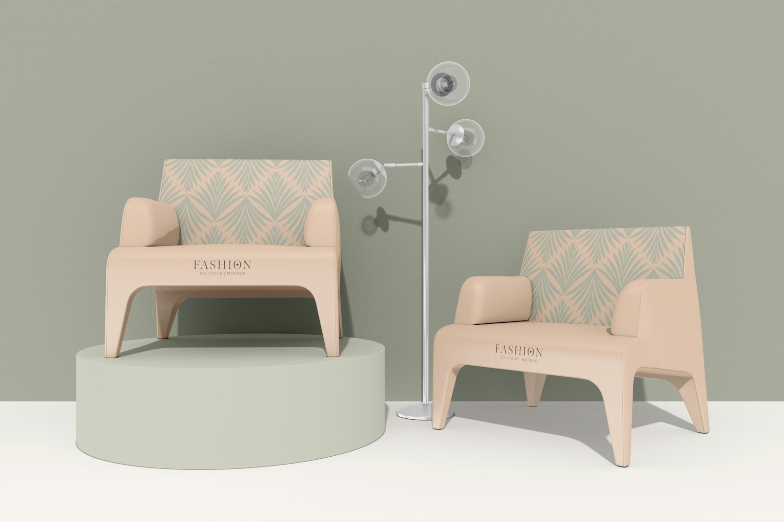 Modern Fabric Arm Chairs Mockup