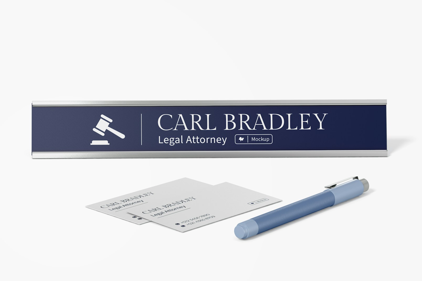 Metal Desk Name Plate Mockup, Front View