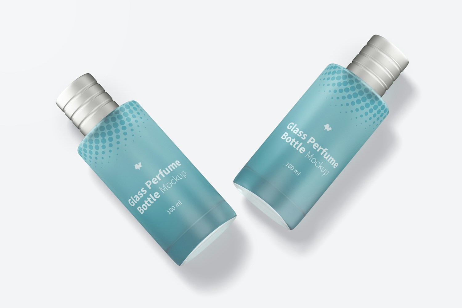 100 ml Glass Perfume Bottles Mockup, Top View 100 ml Glass Perfume Bottles Mockup, Top View