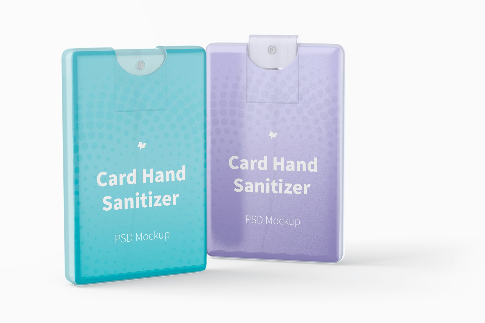 Card Hand Sanitizer Mockup, Perspective View