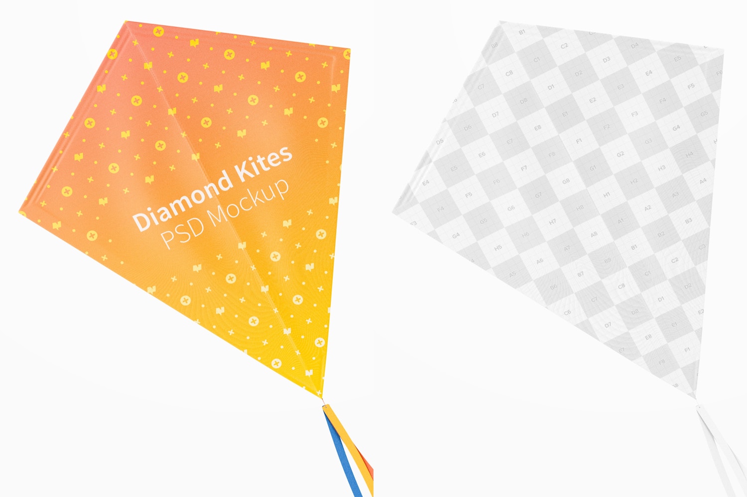 Diamond Flying Kite Mockup, Front View Diamond Flying Kite Mockup, Front View