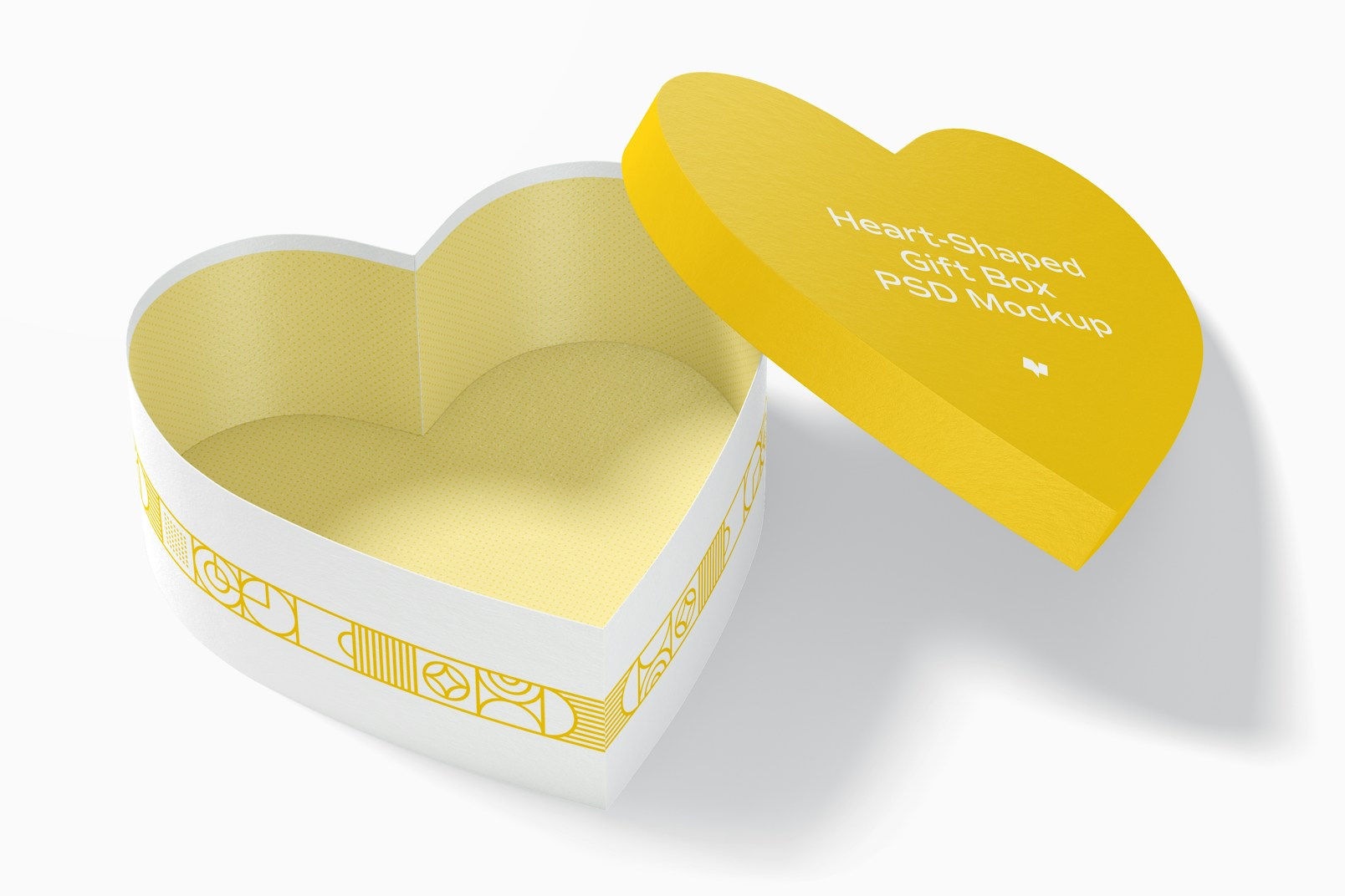 Heart-Shaped Gift Box Mockup, Opened