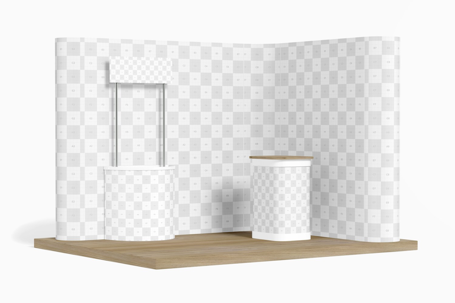 L Shaped Pop Up System with Stands Mockup