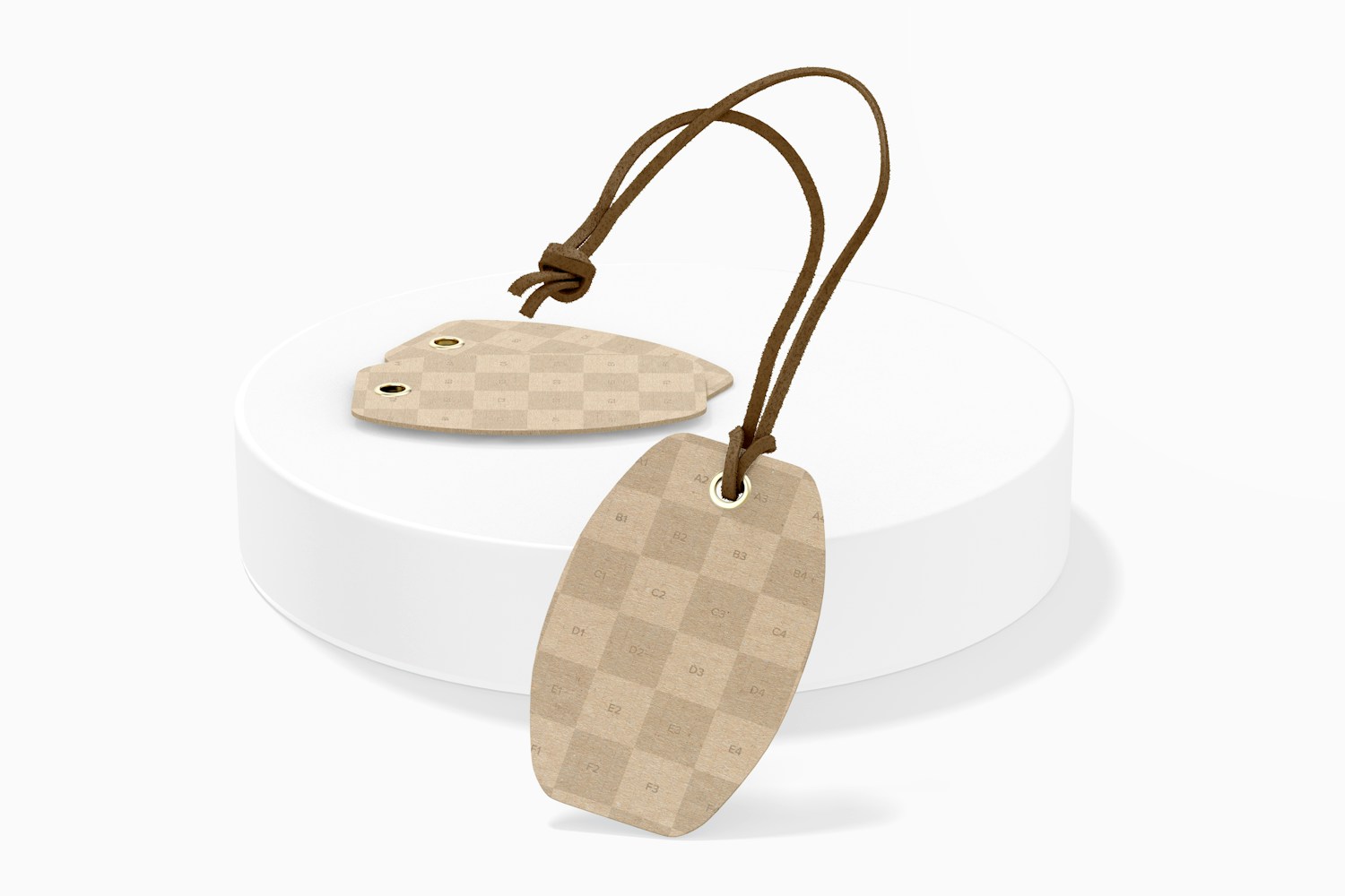 Oval Cardboard Labels with Leather Rope Mockup