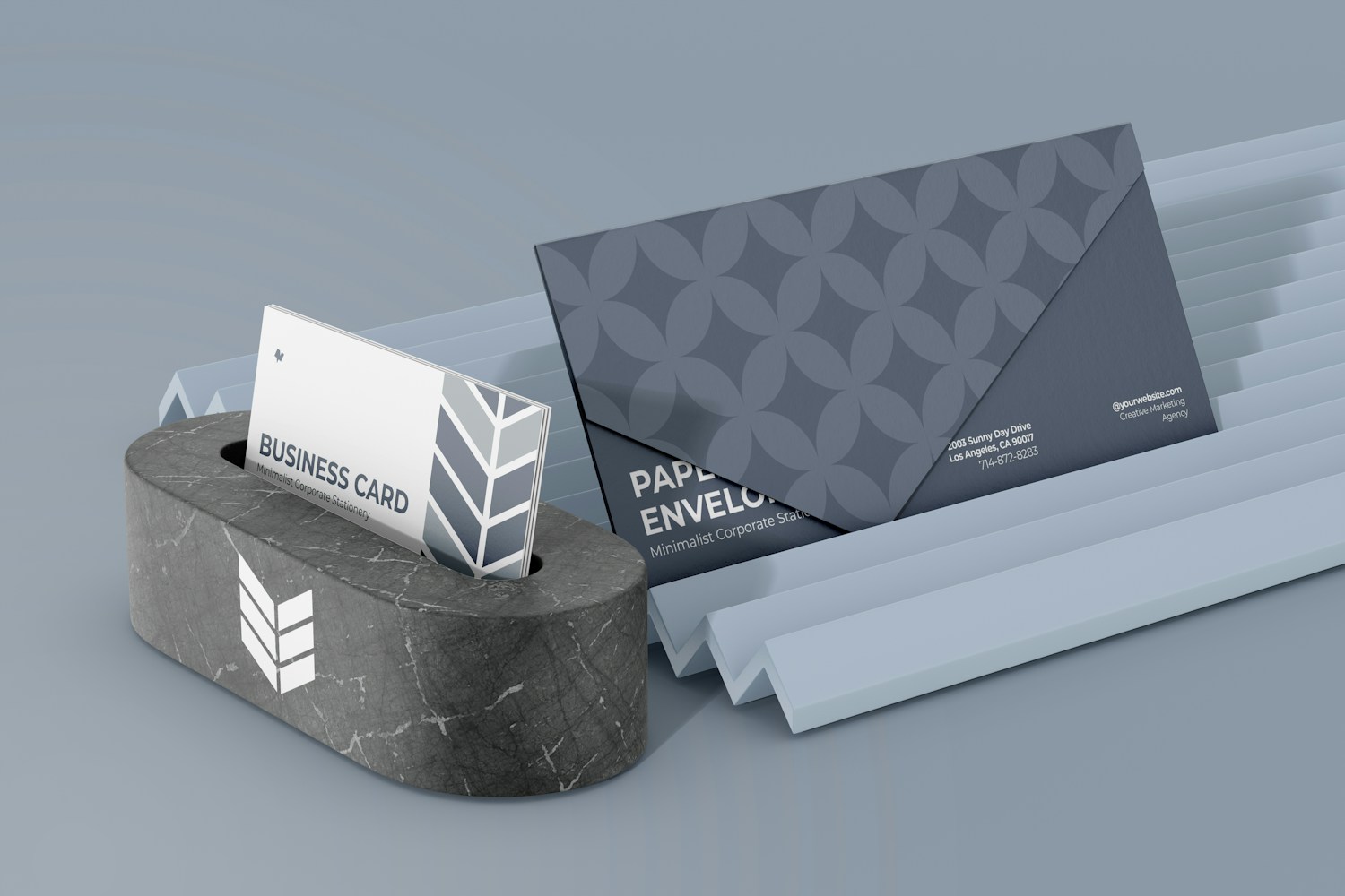 Corporate Paper Envelope with Card Holder Mockup, Leaned