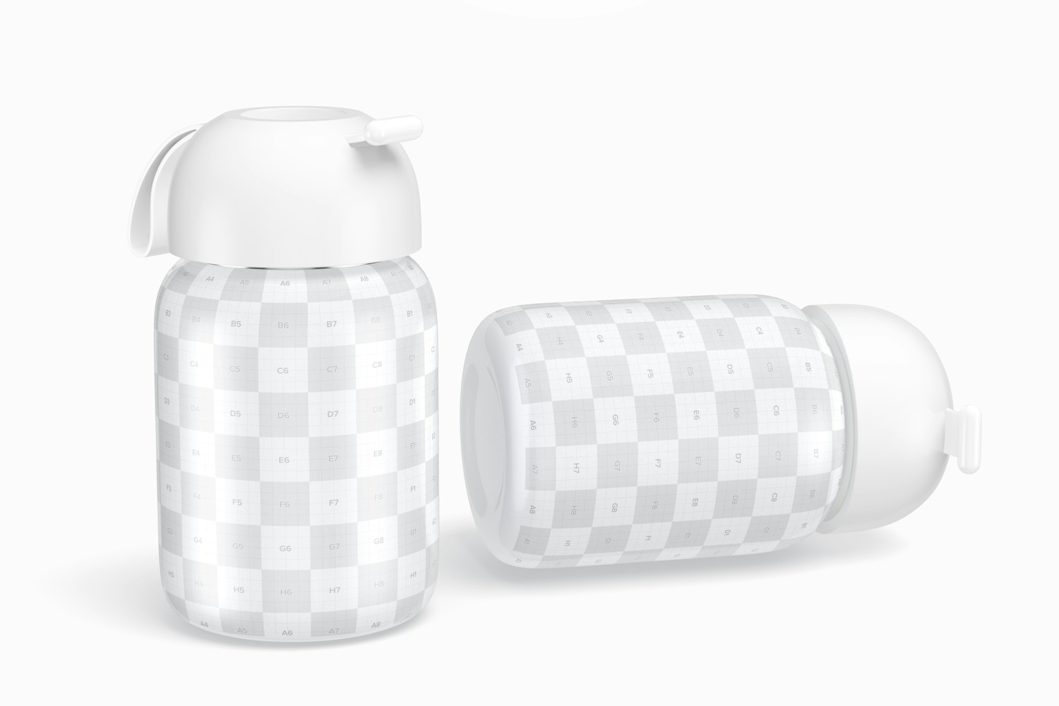 Small Metallic Bottles Mockup, Standing and Dropped