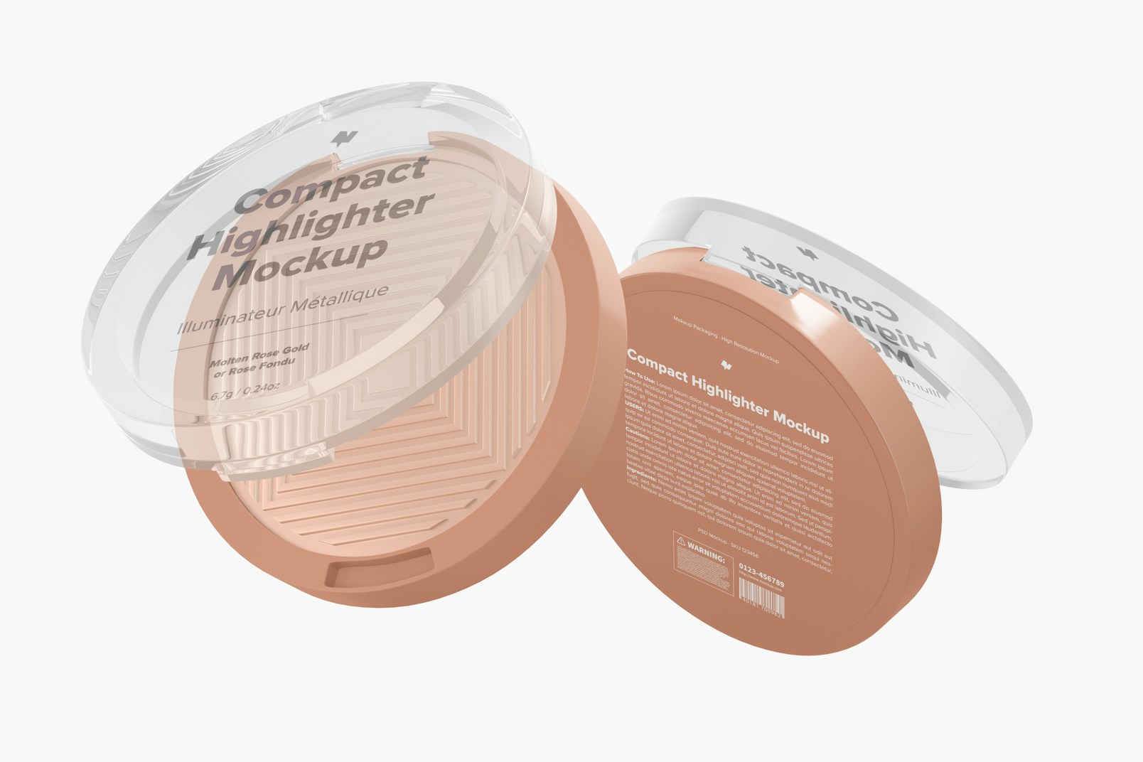 Compact Highlighter Packaging Mockup, Floating