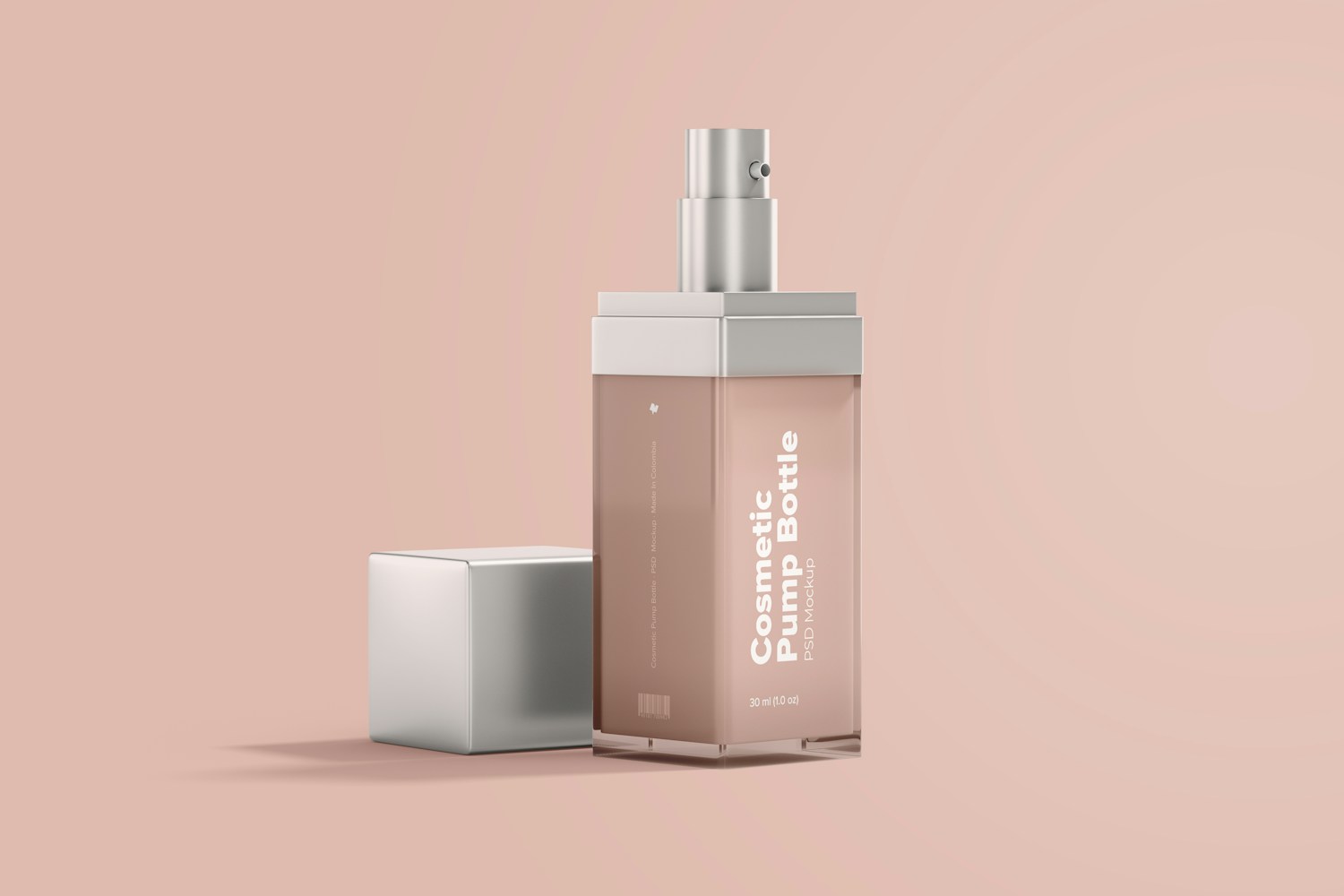 Cosmetic Pump Bottle Mockup, Opened Cosmetic Pump Bottle Mockup, Opened